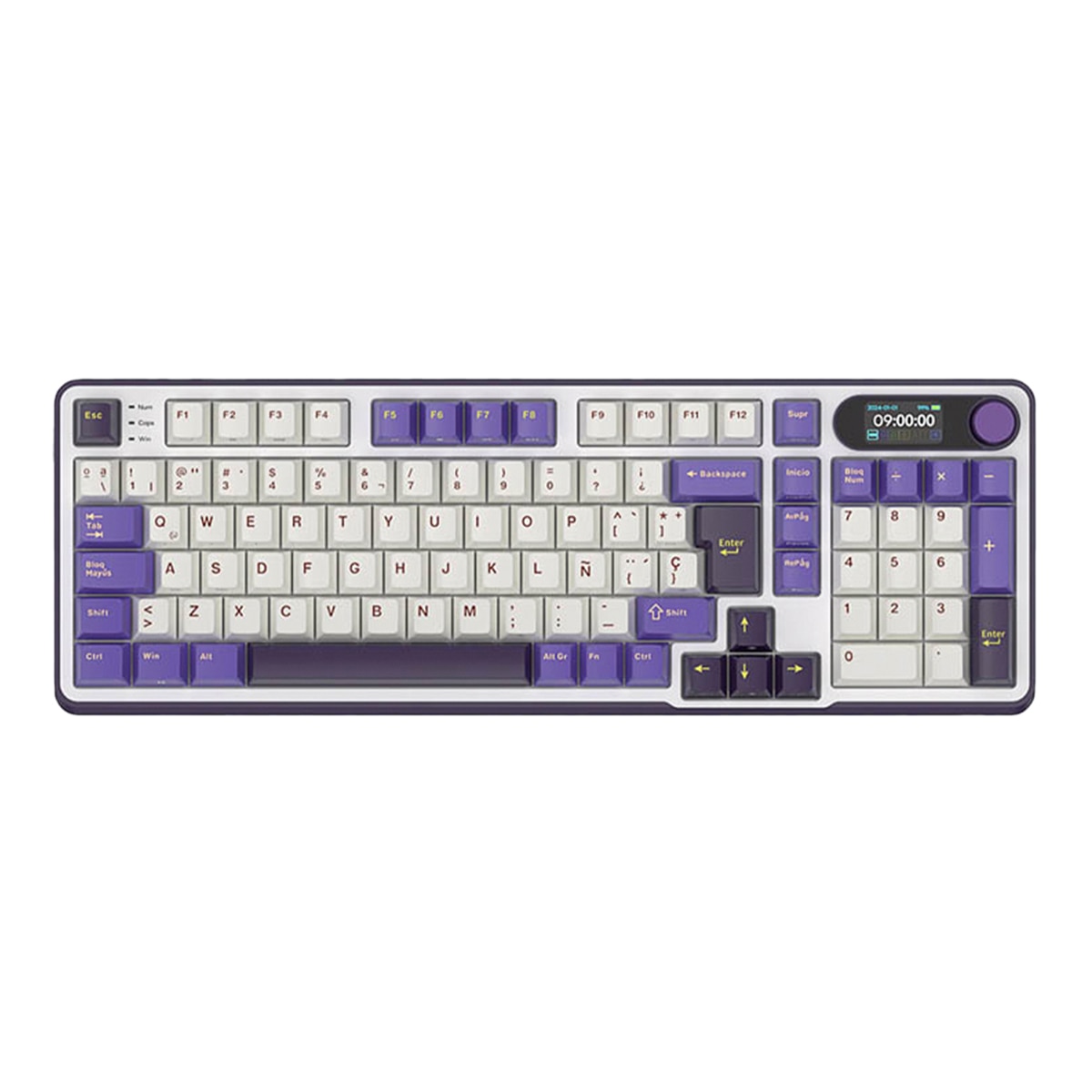 Teclado Gaming Royal Kludge RKS98 ISO-ES Hot-Swappable Switch Brown Wireless Blackberry Blanco / Morado-2
