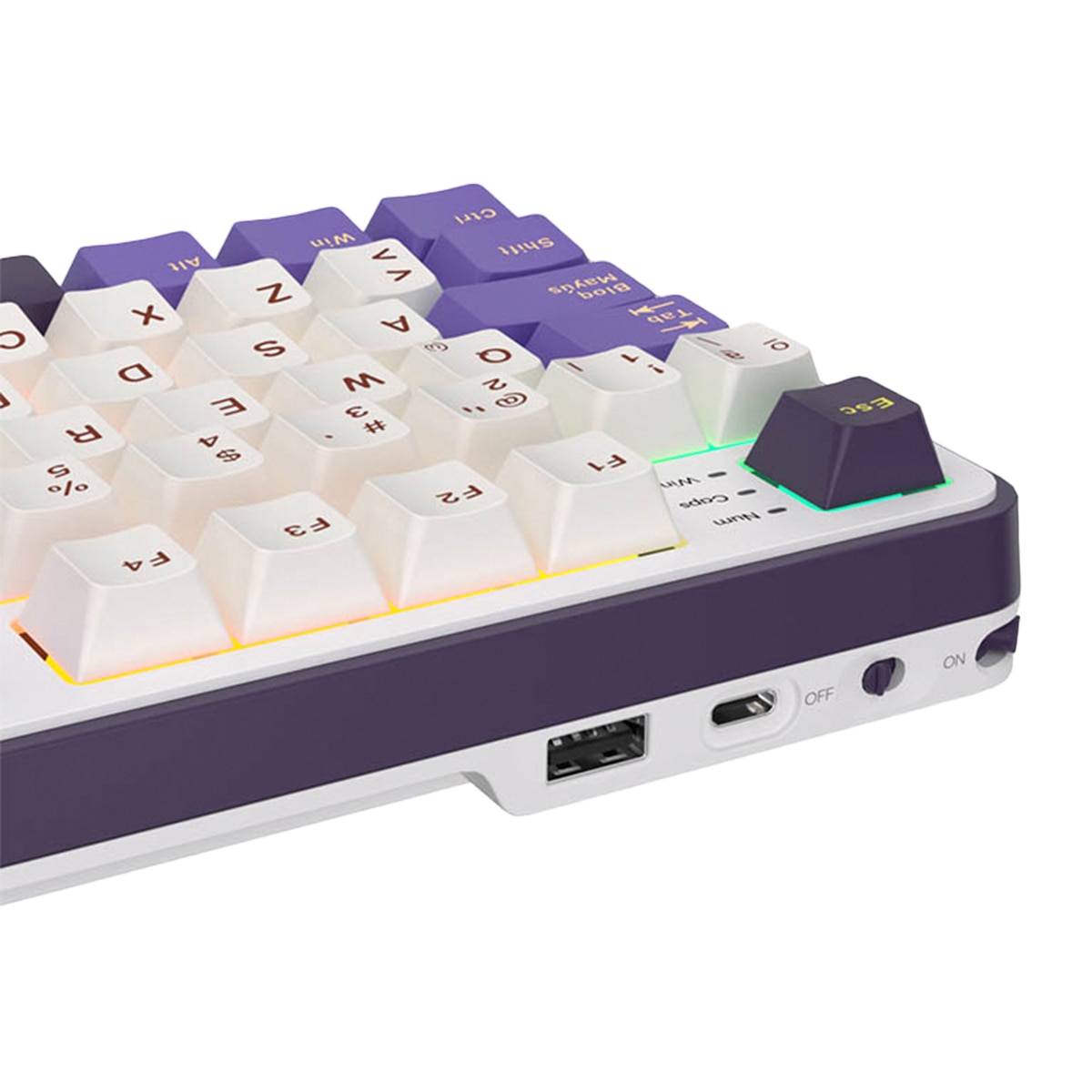 Teclado Gaming Royal Kludge RKS98 ISO-ES Hot-Swappable Switch Brown Wireless Blackberry Blanco / Morado-6