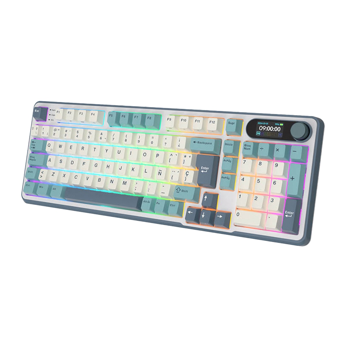 Teclado Gaming Royal Kludge RKS98 ISO-ES Hot-Swappable Switch Brown Wireless Light Cloud Gris-4