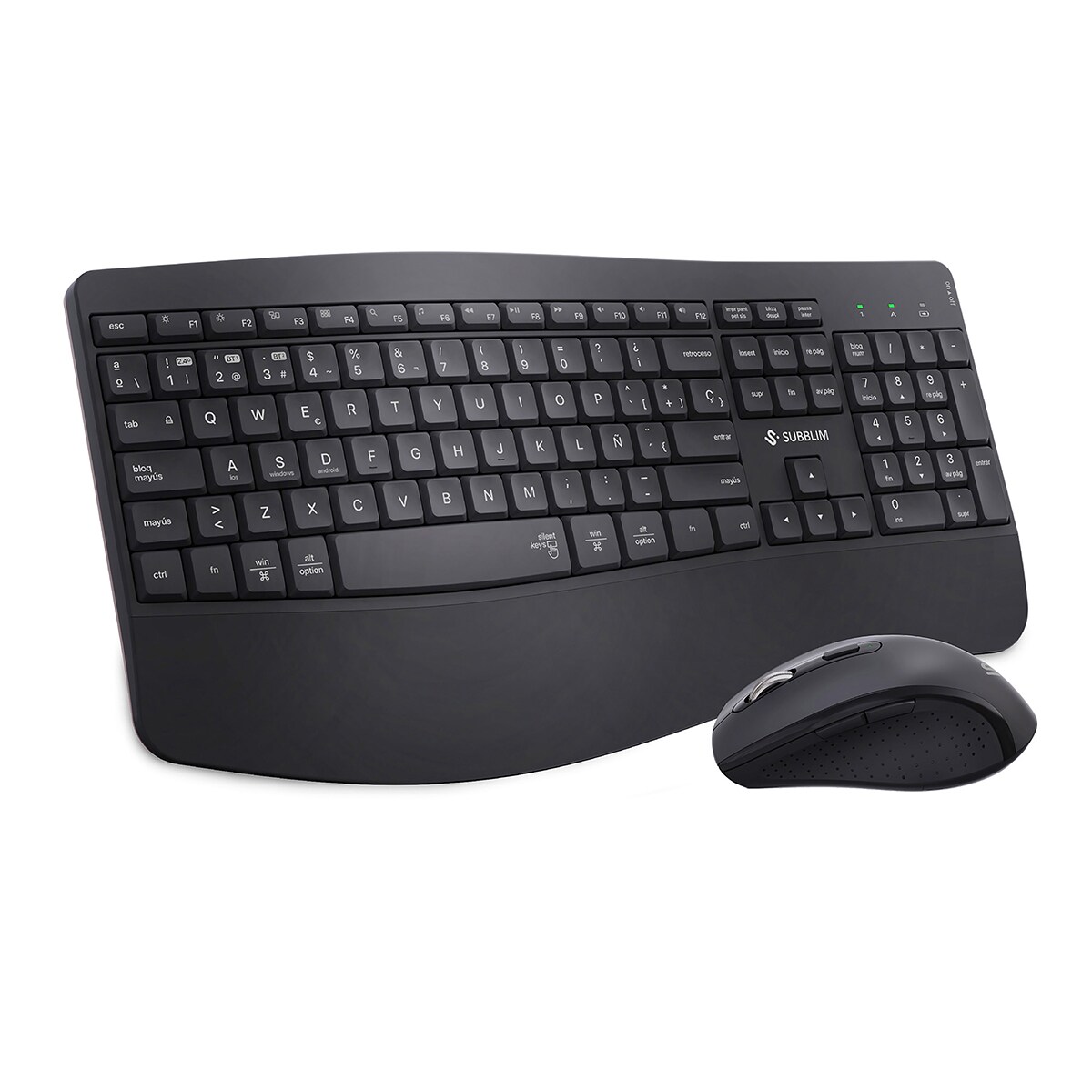 Combo de teclado y ratón ergonómicos Subblim multidispositivo negro Negro-1