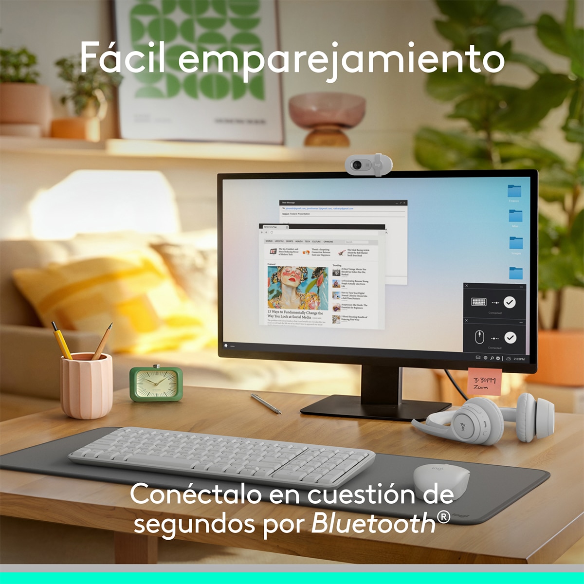 Combo de teclado y ratón inalámbricos Logitech MK 250 blanco Blanco-2