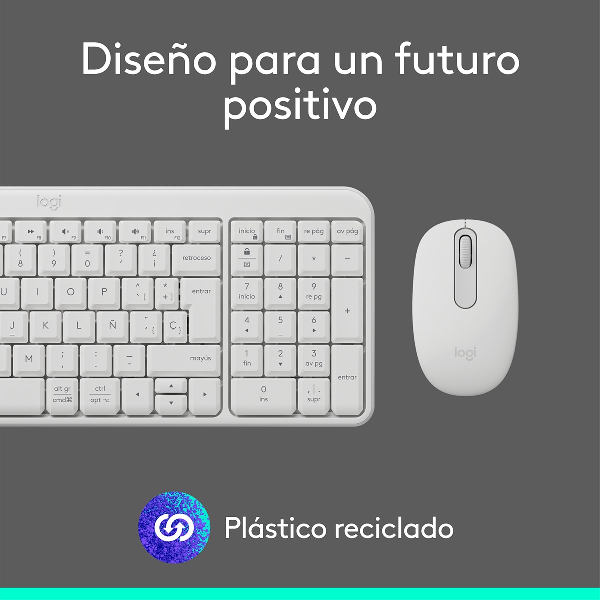 Combo de teclado y ratón inalámbricos Logitech MK 250 blanco Blanco-10