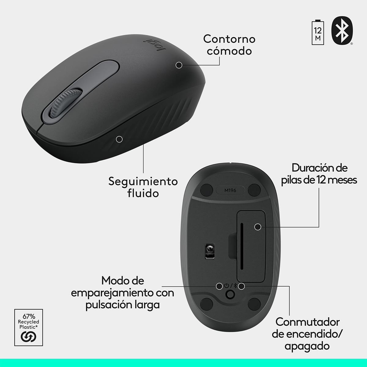 Combo de teclado y ratón inalámbricos Logitech MK 250 negro Grafito-7