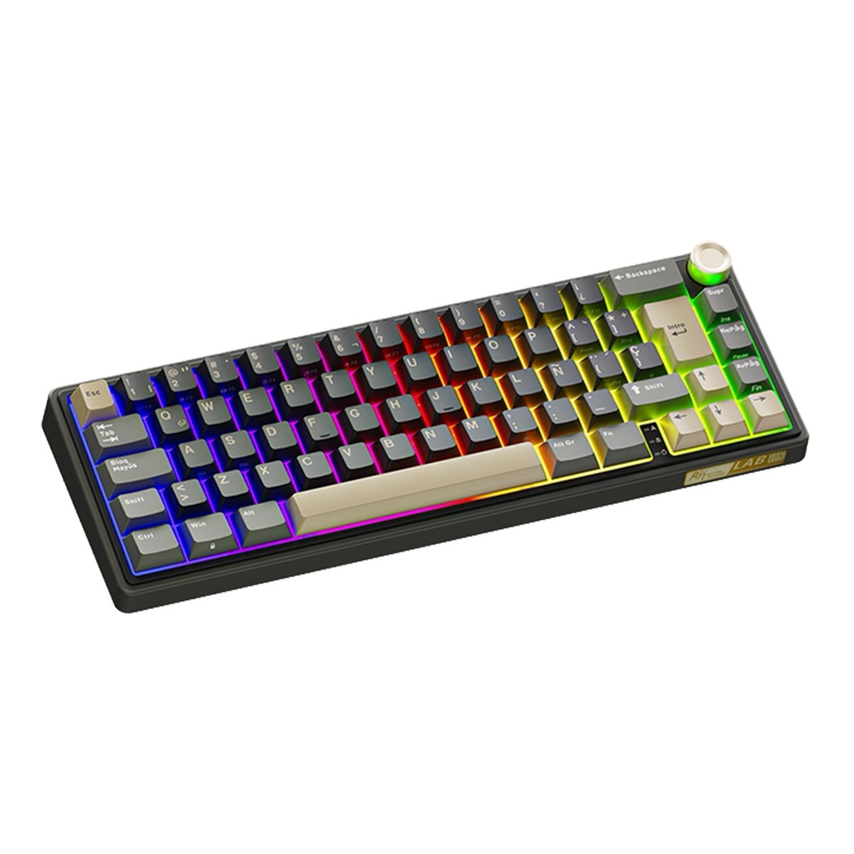 Teclado para Mac y Windows Royal Kludge RKR65 ISO-ES Hot-Swappable Switch Brown Phantom Negro-3