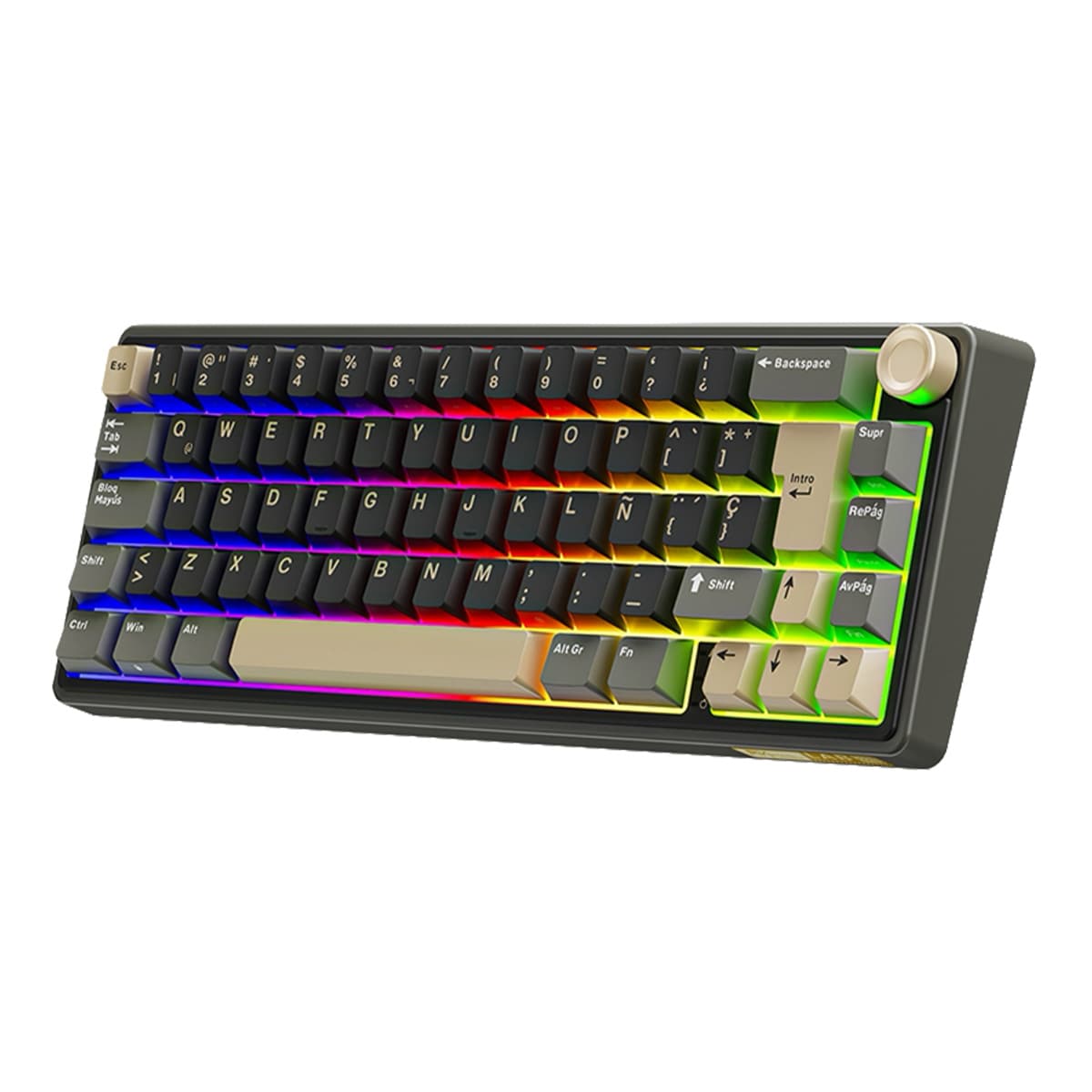 Teclado para Mac y Windows Royal Kludge RKR65 ISO-ES Hot-Swappable Switch Brown Phantom Negro-4