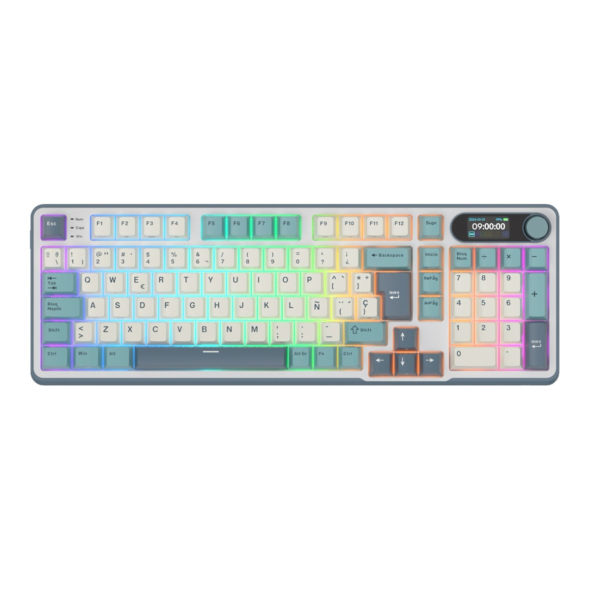 Imagen 0 de Teclado para Mac y Windows Royal Kludge RKS98 ISO-ES RGB Hot-Swappable Switch Chartreuse Wireless Light Cloud