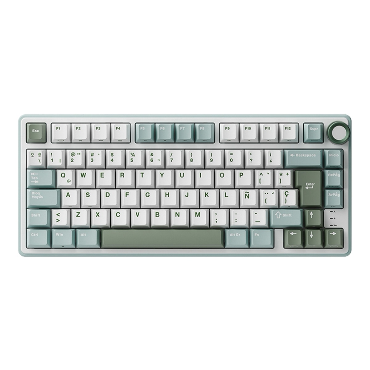 Teclado para Mac y Windows Royal Kludge RKR75 ISO-ES Hot-Swappable Switch Brown Skycyan Blanco / Azul-2