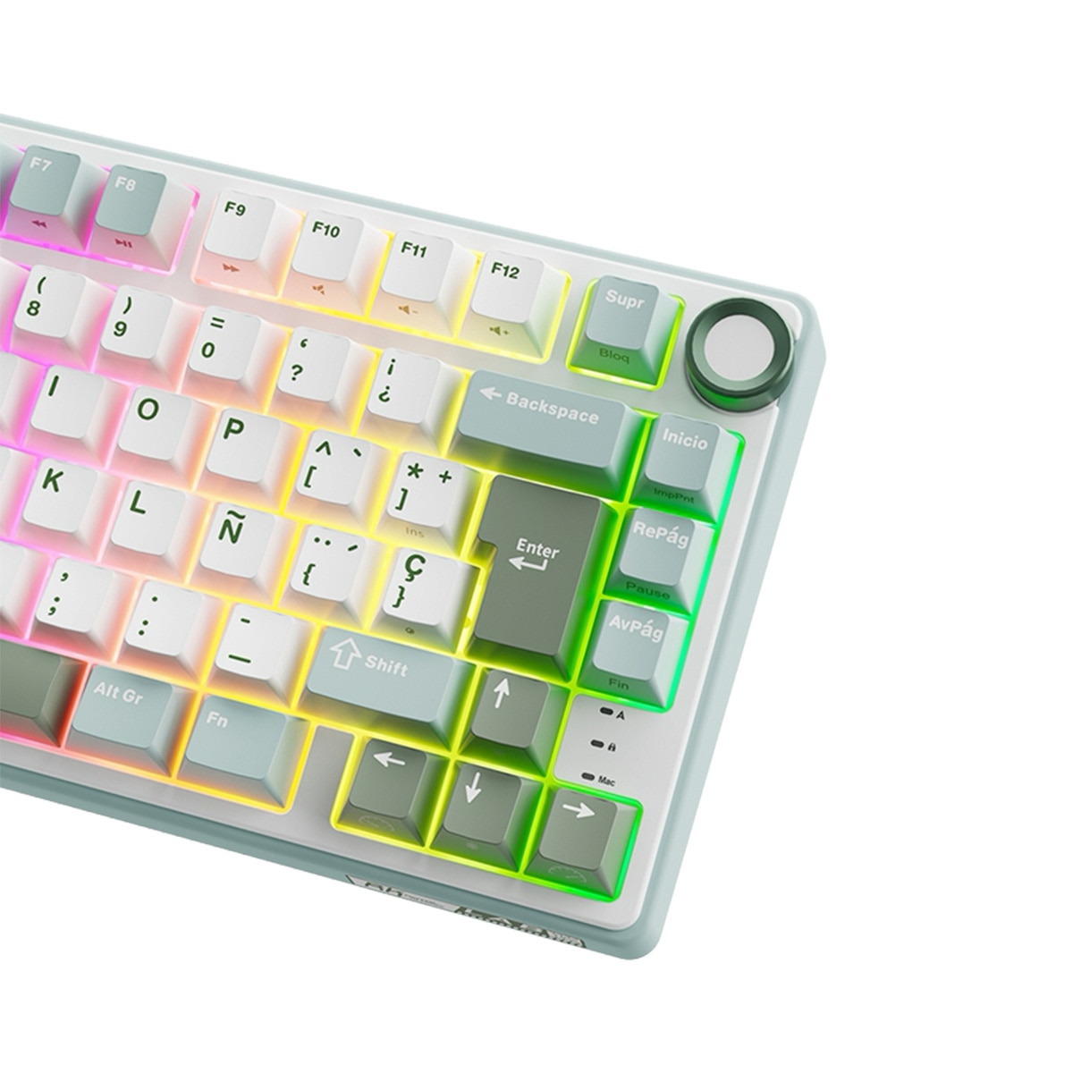 Teclado para Mac y Windows Royal Kludge RKR75 ISO-ES Hot-Swappable Switch Brown Skycyan Blanco / Azul-4