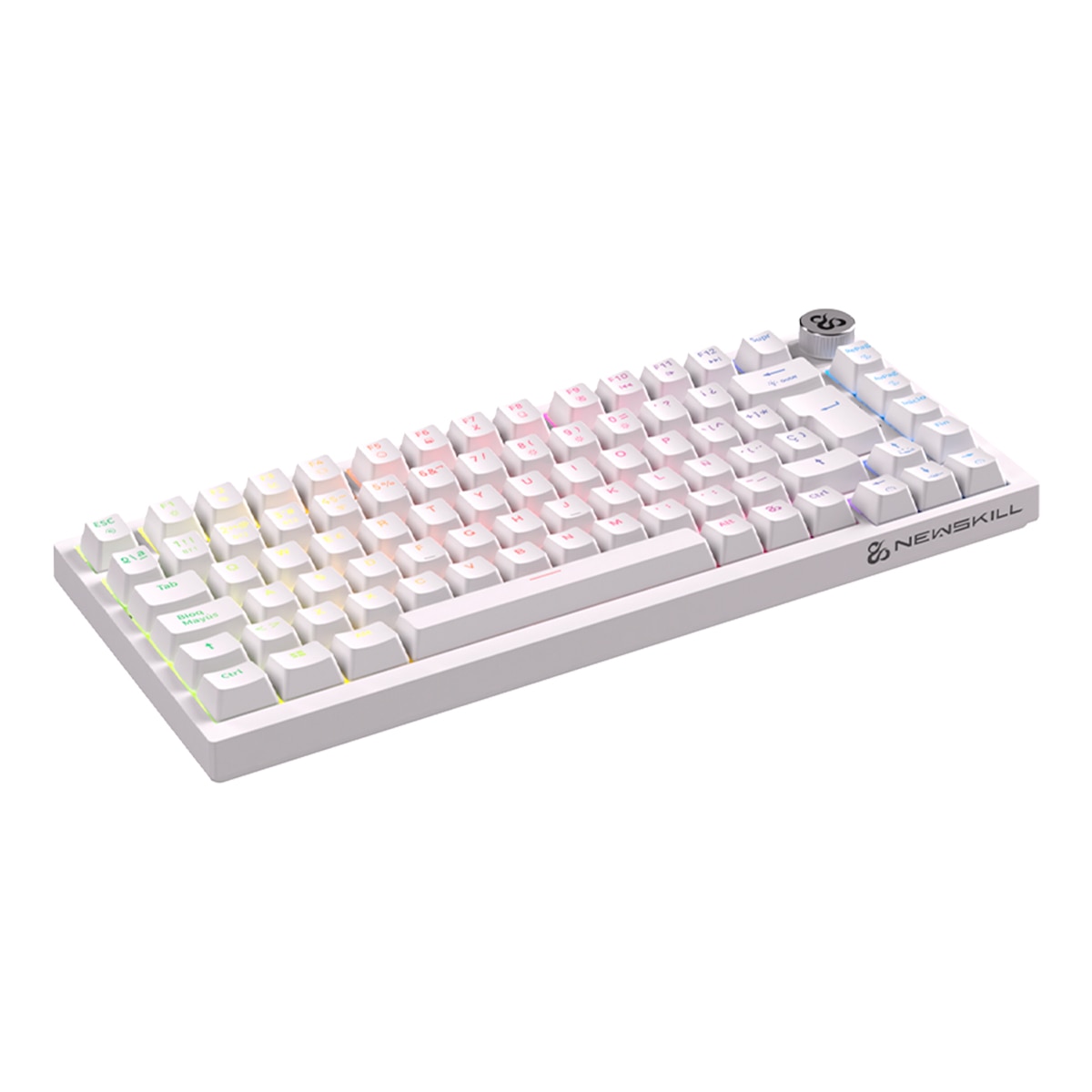 Teclado Gaming Newskill Pyros Pro inalámbrico mecánico 75% con triple conectividad - Blanco Blanco-2
