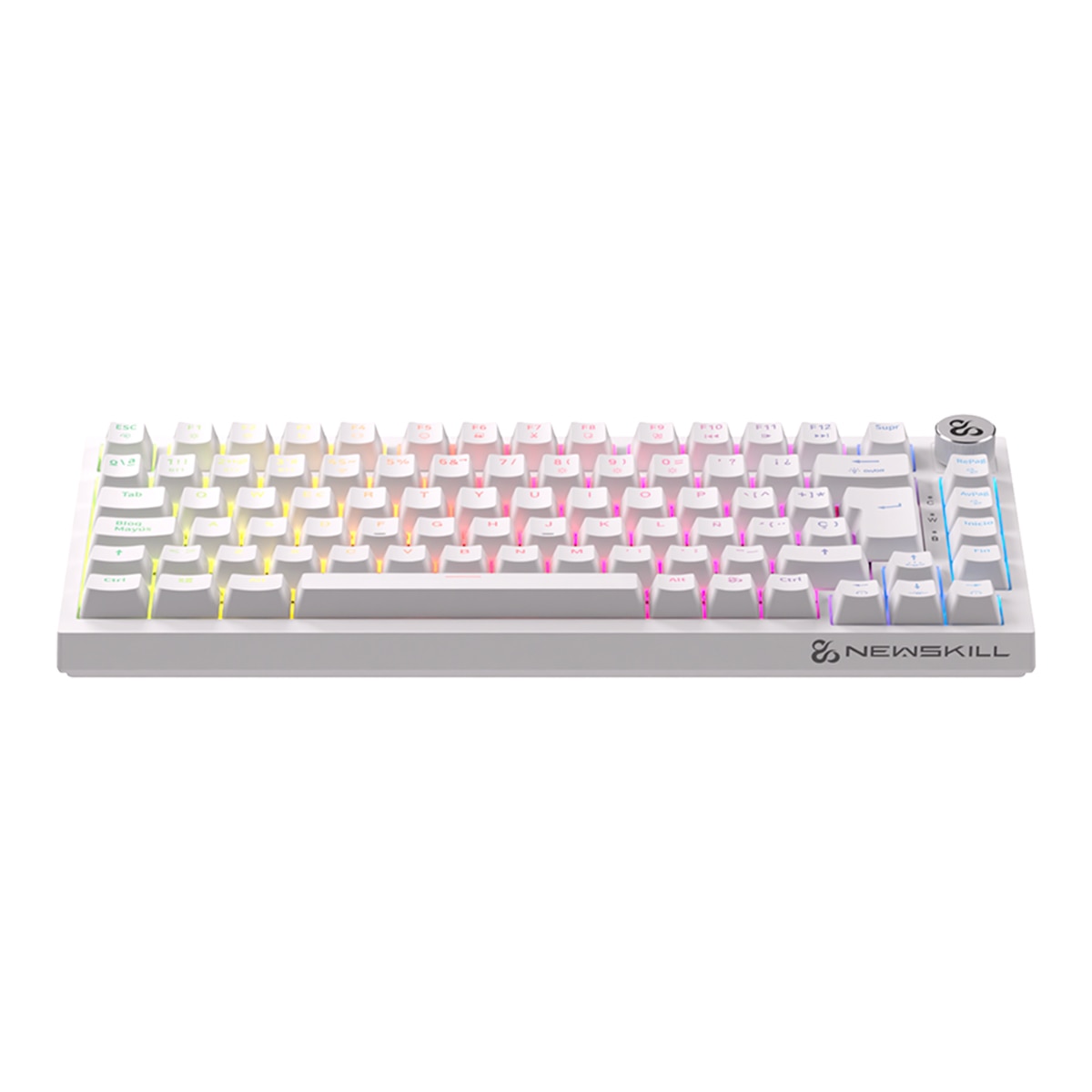 Teclado Gaming Newskill Pyros Pro inalámbrico mecánico 75% con triple conectividad - Blanco Blanco-3