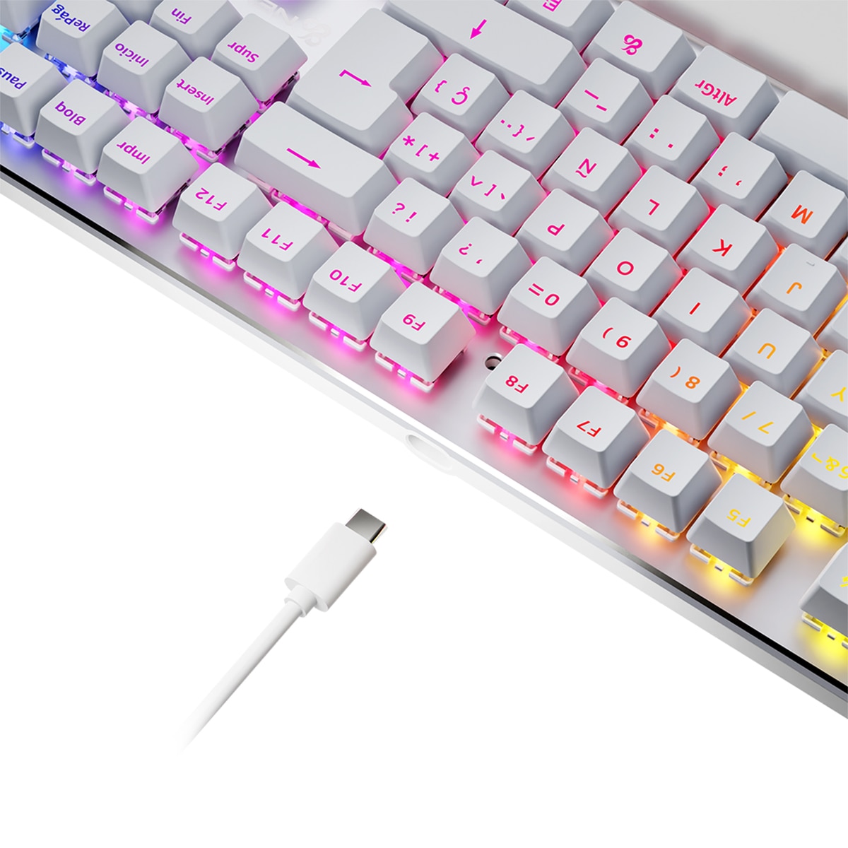 Teclado Gaming Newskill Serike V2 mecánico hotswap con chasis de aluminio y reposabrazos - Blanco Blanco-4