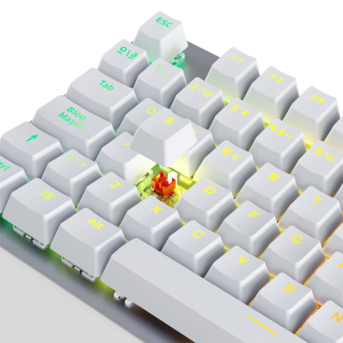 Teclado Gaming Newskill Serike V2 mecánico hotswap con chasis de aluminio y reposabrazos - Blanco Blanco-5