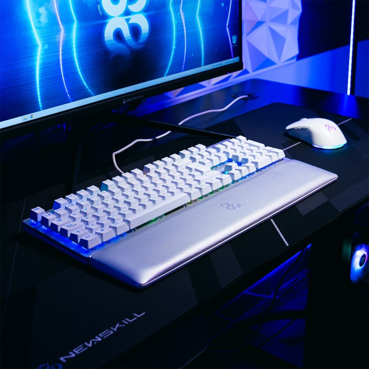 Teclado Gaming Newskill Serike V2 mecánico hotswap con chasis de aluminio y reposabrazos - Blanco Blanco-9