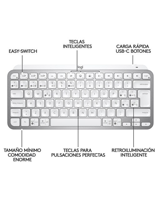Teclado inalámbrico Logitech MX Keys Mini Gris pálido - Gris claro Gris claro-5