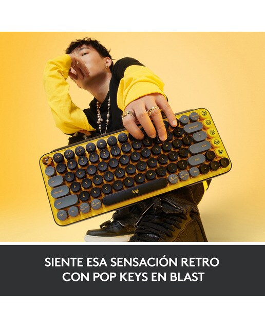 Imagen 2 de Teclado inalámbrico Logitech POP KEYS Blast - Amarillo Amarillo