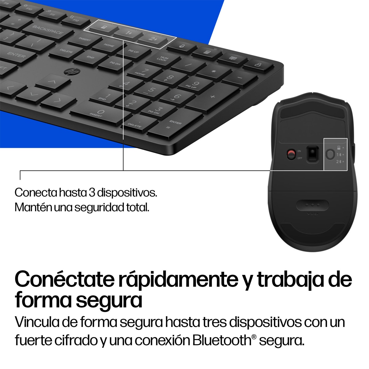 Combo de teclado y ratón inalámbricos HP 490C Negro Negro-3
