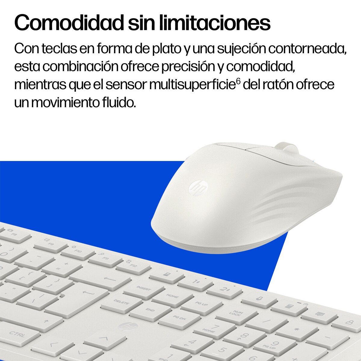 Combo de teclado y ratón inalámbricos HP 490C Blanco Blanco-3
