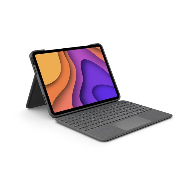Funda gris con teclado Logitech Folio Touch para iPad Air (4.ª generación)