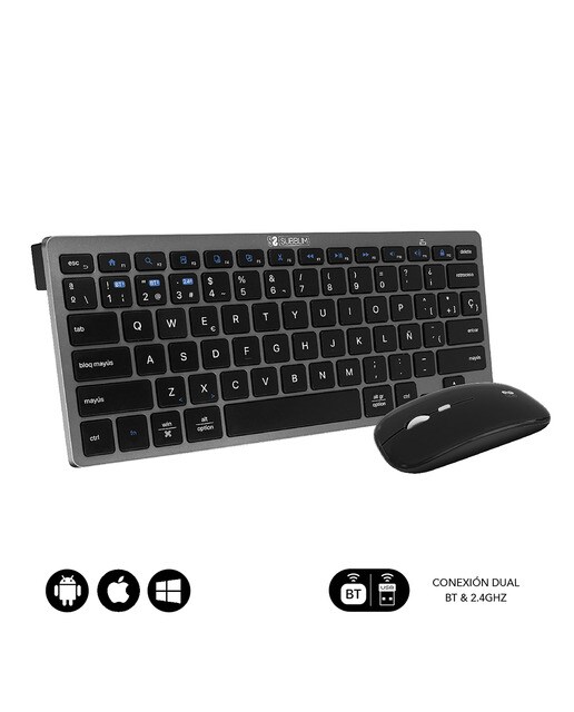 Combo de teclado y ratón inalámbricos Subblim Multidispositivo negro Gris / Negro-2
