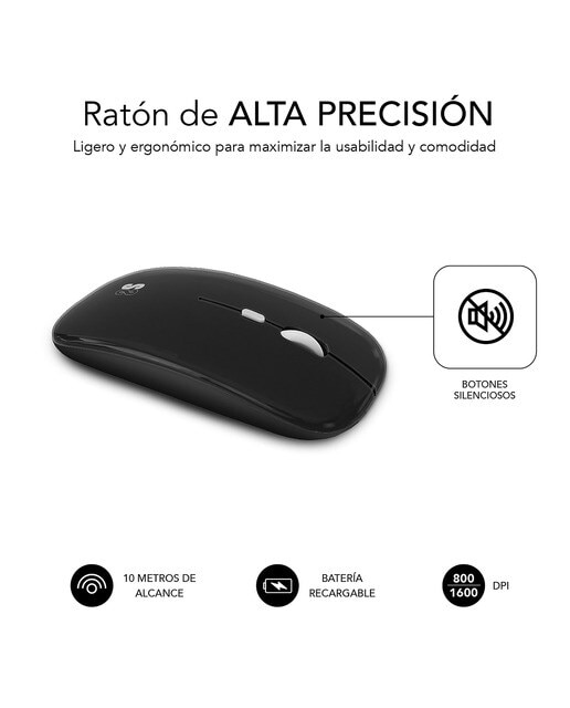 Combo de teclado y ratón inalámbricos Subblim Multidispositivo negro Gris / Negro-7