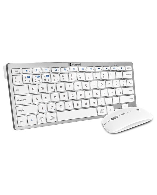 Combo de teclado y ratón inalámbricos Subblim Multidispositivo blanco Blanco / Plata-1