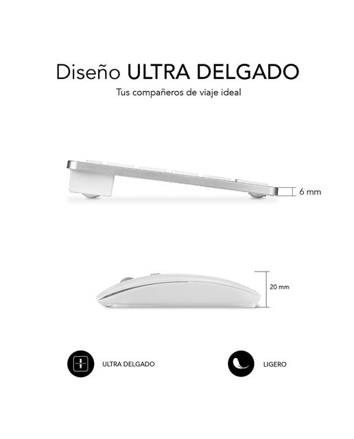 Combo de teclado y ratón inalámbricos Subblim Multidispositivo blanco Blanco / Plata-5