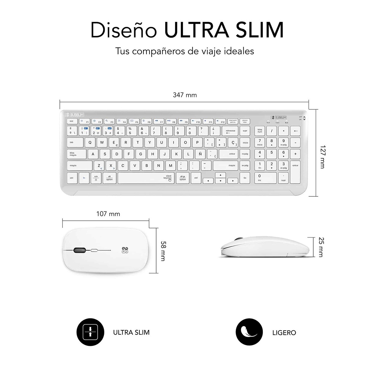 Teclado y ratón inalámbricos Subblim Combo Dual Prestige multidispositivo Plata-2