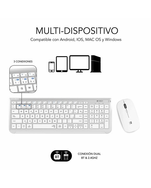 Combo de teclado con ratón inalámbrico Subblim Dual Prestige Gris / Negro-2