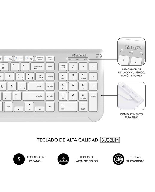Combo de teclado con ratón inalámbrico Subblim Dual Prestige Gris / Negro-4