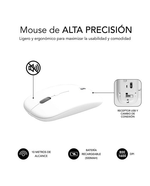 Combo de teclado con ratón inalámbrico Subblim Dual Prestige Gris / Negro-5