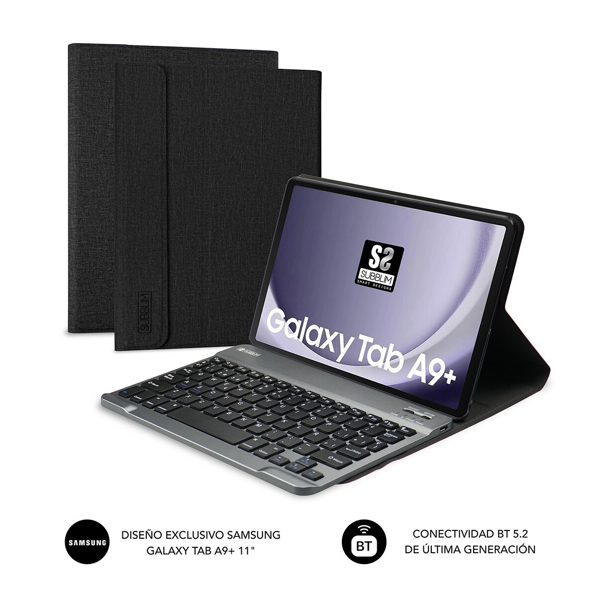 Funda con teclado Subblim KeyTab Pro BT para Samsung Galaxy Tab A9+ 11" (2023) Negro-2