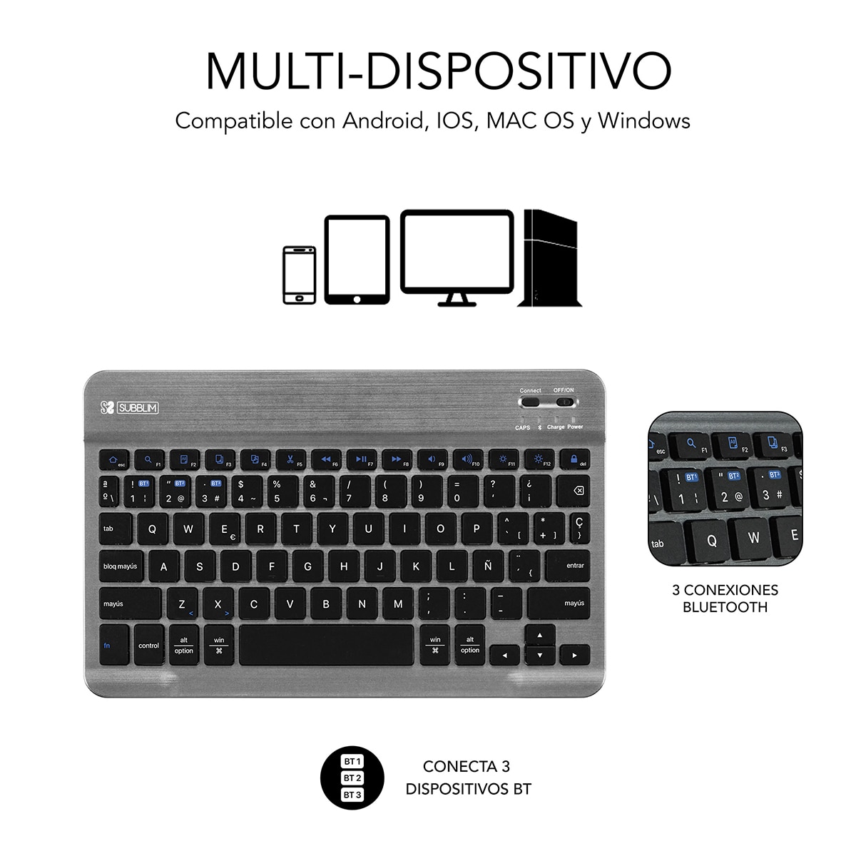 Funda con teclado Subblim KeyTab Pro BT para Samsung Galaxy Tab A9+ 11" (2023) Negro-3