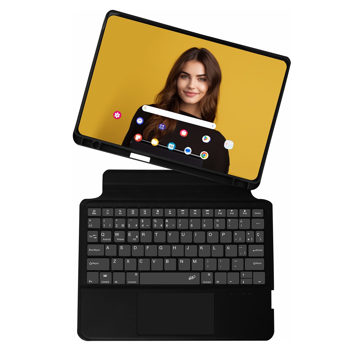 Funda SilverHT Wave Black con teclado magnético Bluetooth para tablet Samsung Galaxy TAB A11+ / TAB A9+ 11" (2023) Negro-5