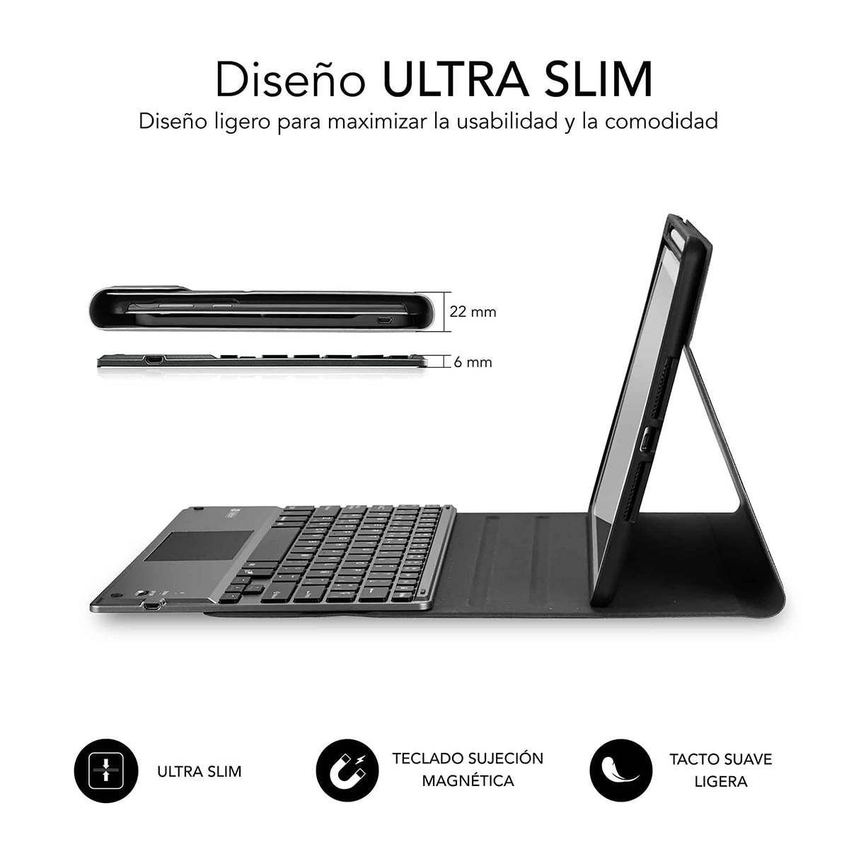 Teclado Bluetooth con funda Subblim Keytab Pro para iPad 11" / 10,9" Negro-4