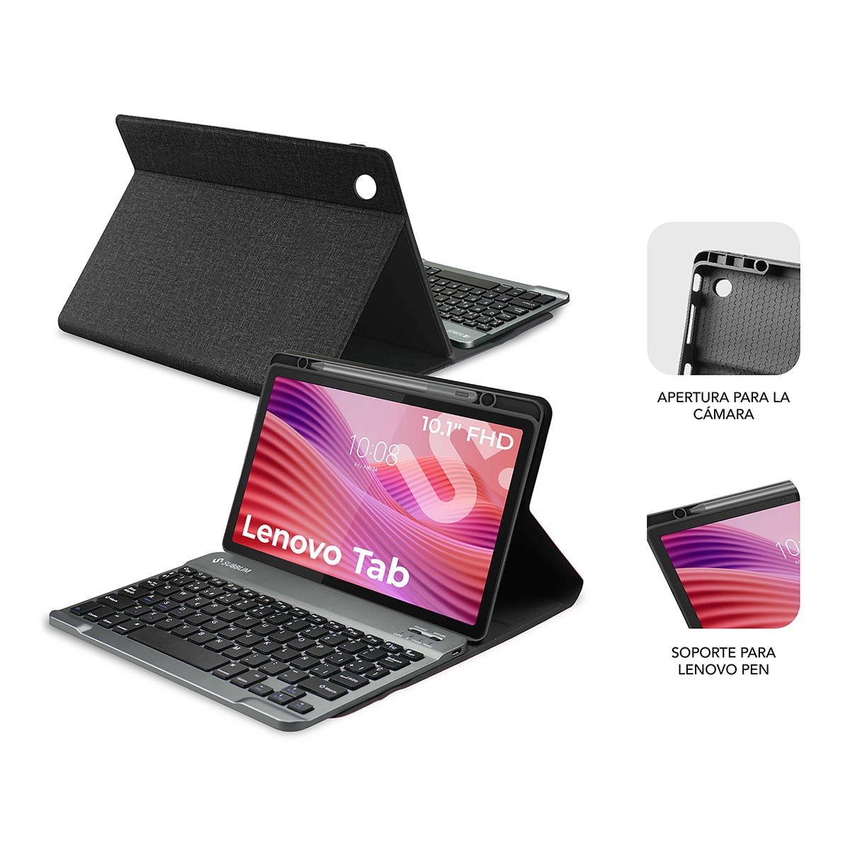 Funda con teclado Subblim KeyTab Pro BT para Lenovo Tab 10,1? (2025) Negro-2
