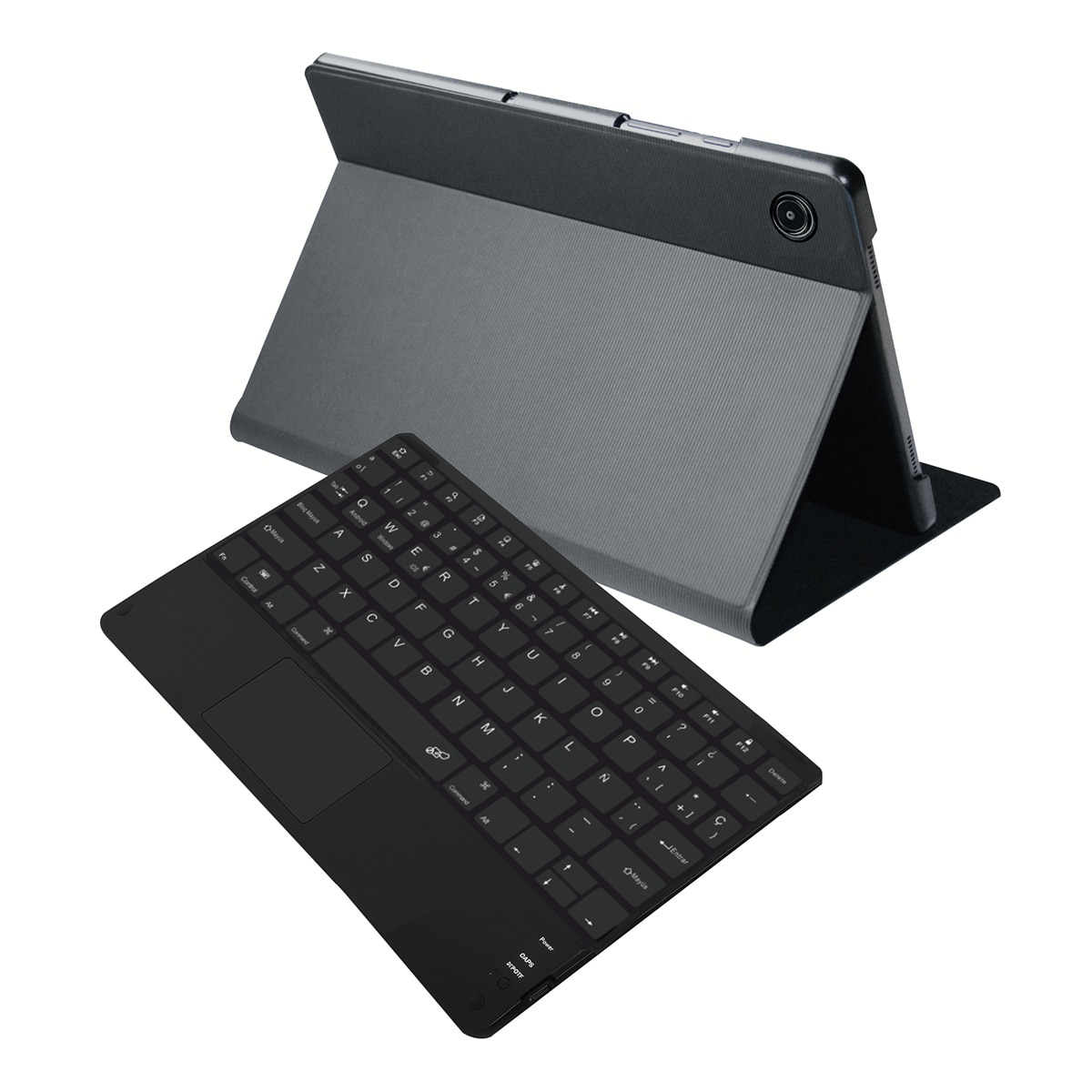 Funda tablet - Silver HT Tab A11+, Para Samsung Galaxy Incluye Teclado, Multiángulo, Water Resistant, Gris