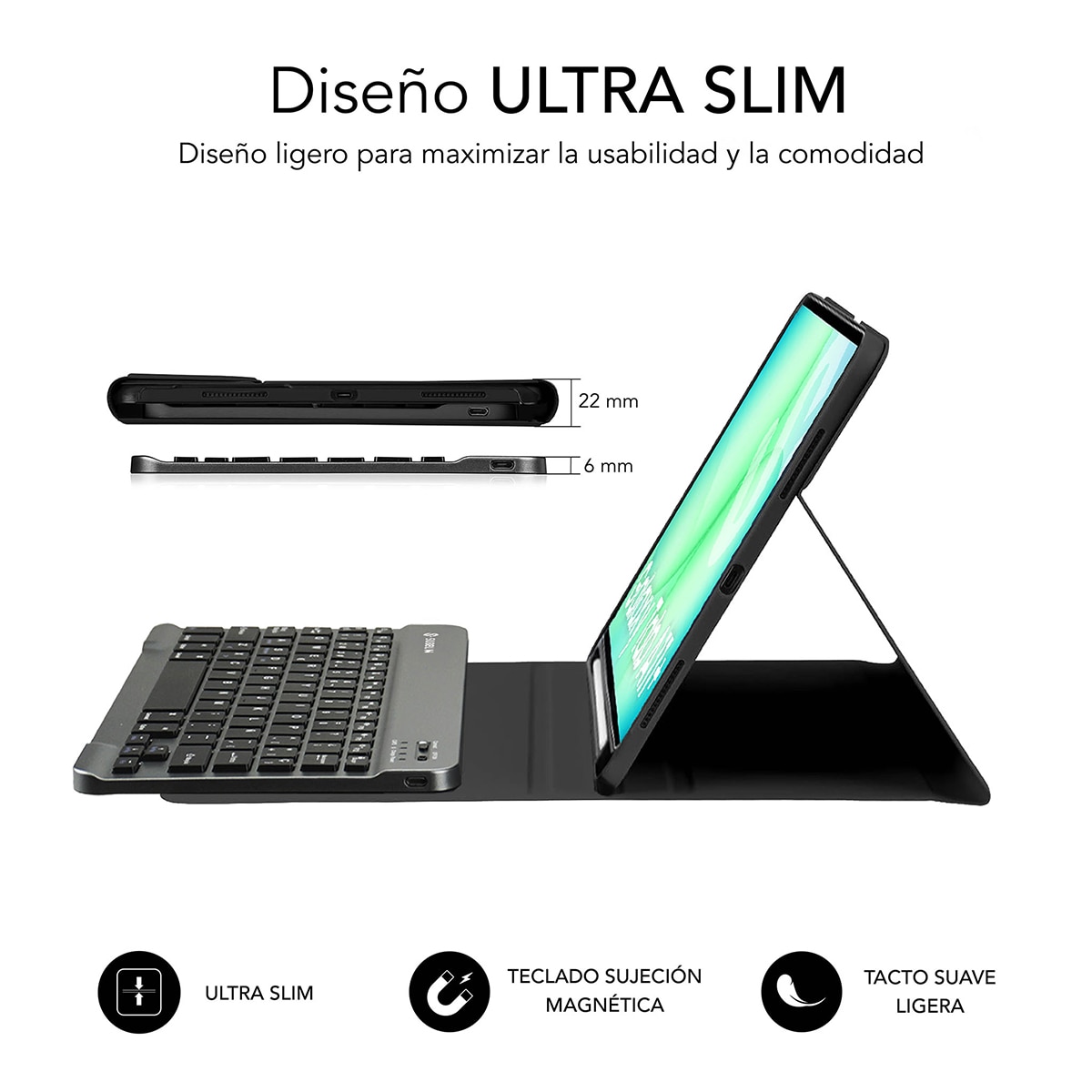 Funda con teclado Subblim KeyTab Pro BT para Samsung Galaxy Tab A11+ Negro-3