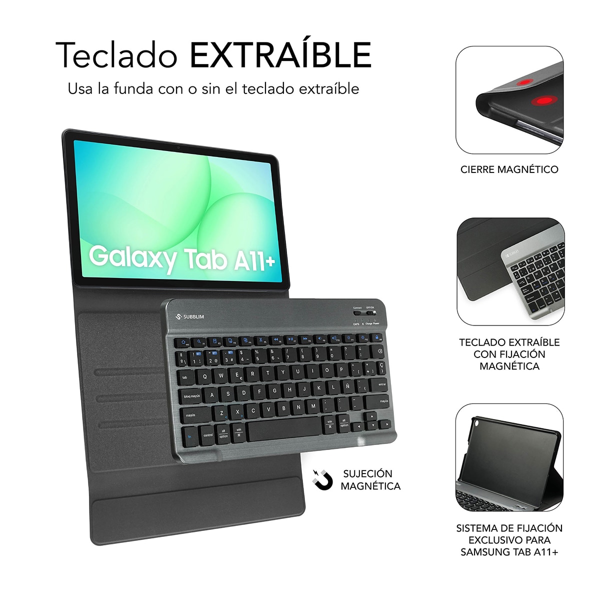Funda con teclado Subblim KeyTab Pro BT para Samsung Galaxy Tab A11+ Negro-4