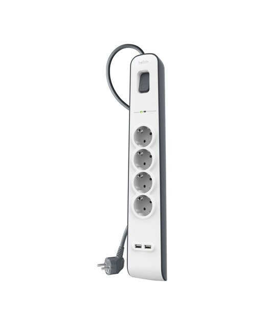Regleta 4 tomas protección + 2 USB Belkin 1