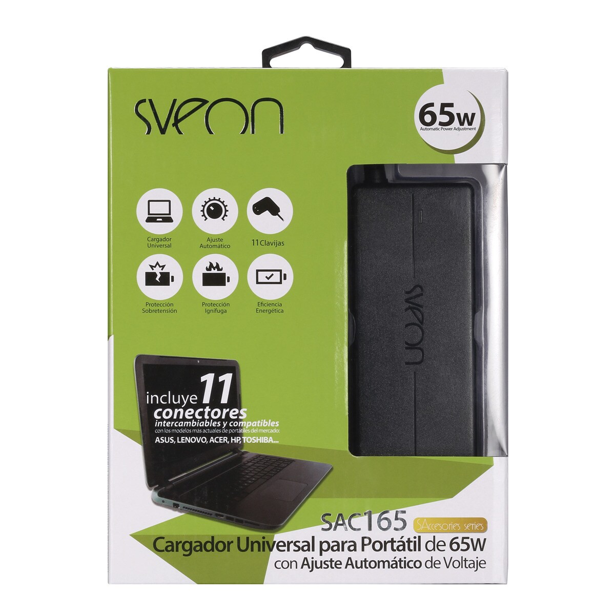 Cargador Universal para Portátil de 65W Sveon Negro-3