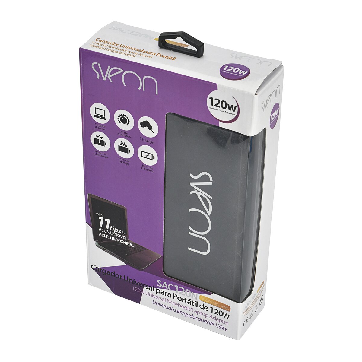 Cargador portátil universal Sveon SAC120N para portátil - Negro Negro-2
