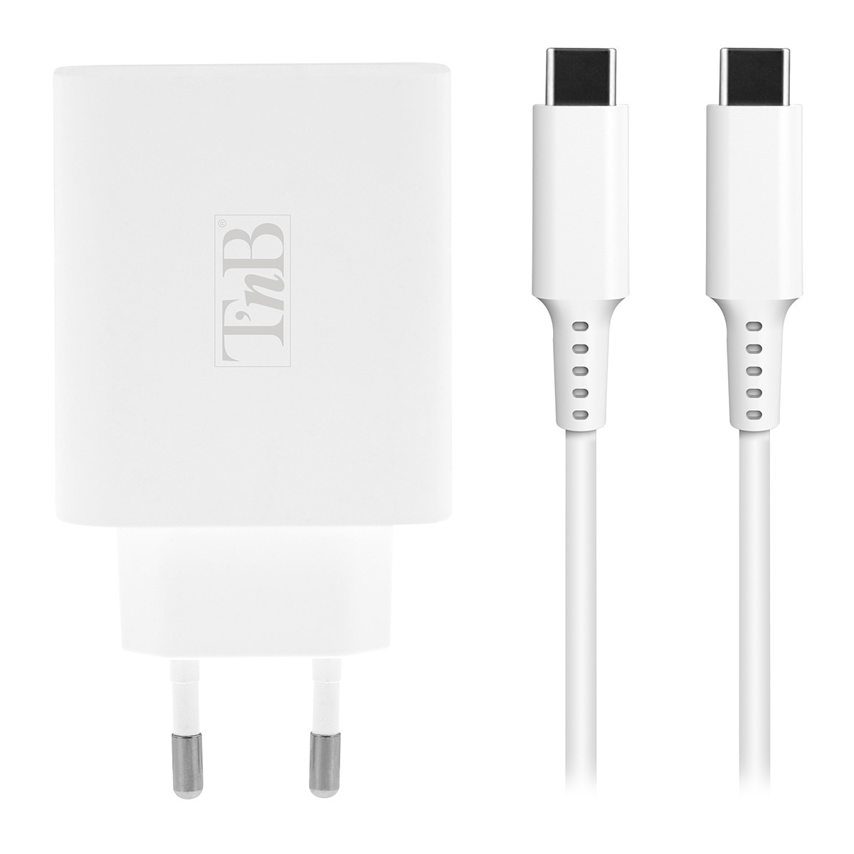 Cargador compacto T'nB iClick 65 W / 19 V para dispositivos con USB-C Blanco-1