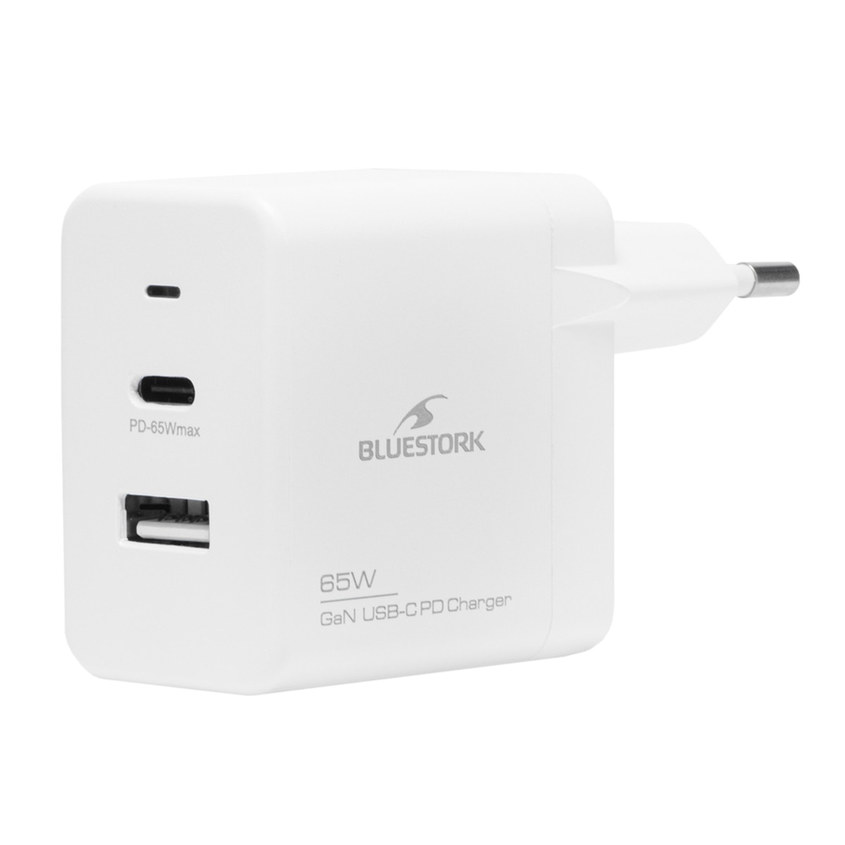 Cargador Bluestork GaN USB-C 65W Blanco-1