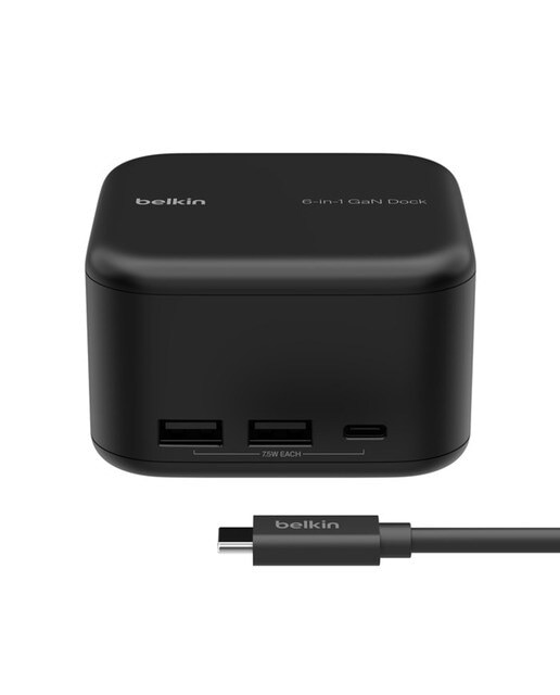 Hub Belkin Connect USB-C GaN 6 en 1 Core de 130 W Negro-2