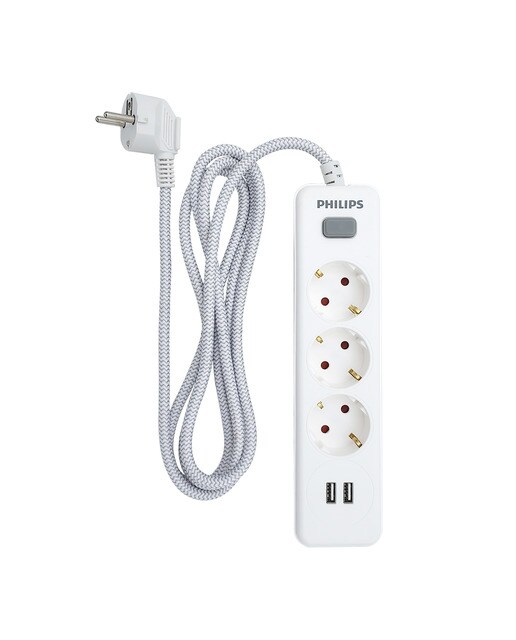 Imagen 0 de Regleta Philips SPN3032WA, 3 enchufes y 2 USB