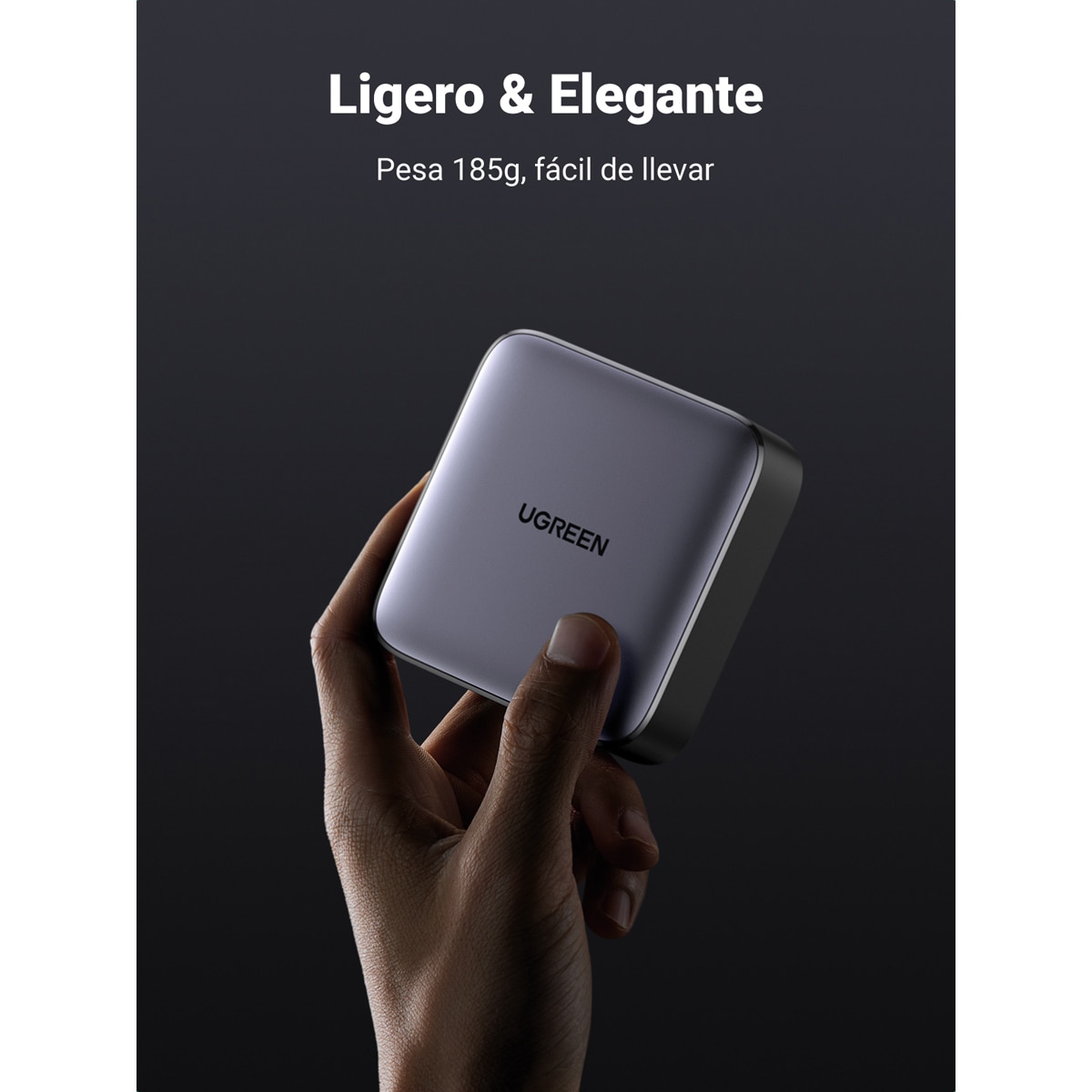 Cargador con cable de alimentación de 2 metros UGREEN Nexode 65W GaN, 4 puertos con carga rápida Negro-7