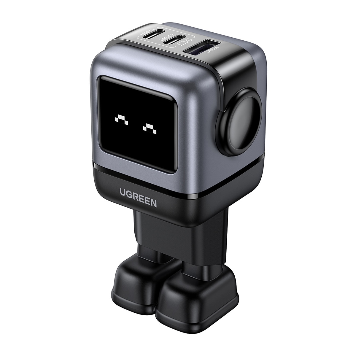 Imagen 0 de Cargador Ugreen Nexode Robot 65W GaN con 3 puertos: 2 USB-C y 1 USB-A con carga rápida, negro