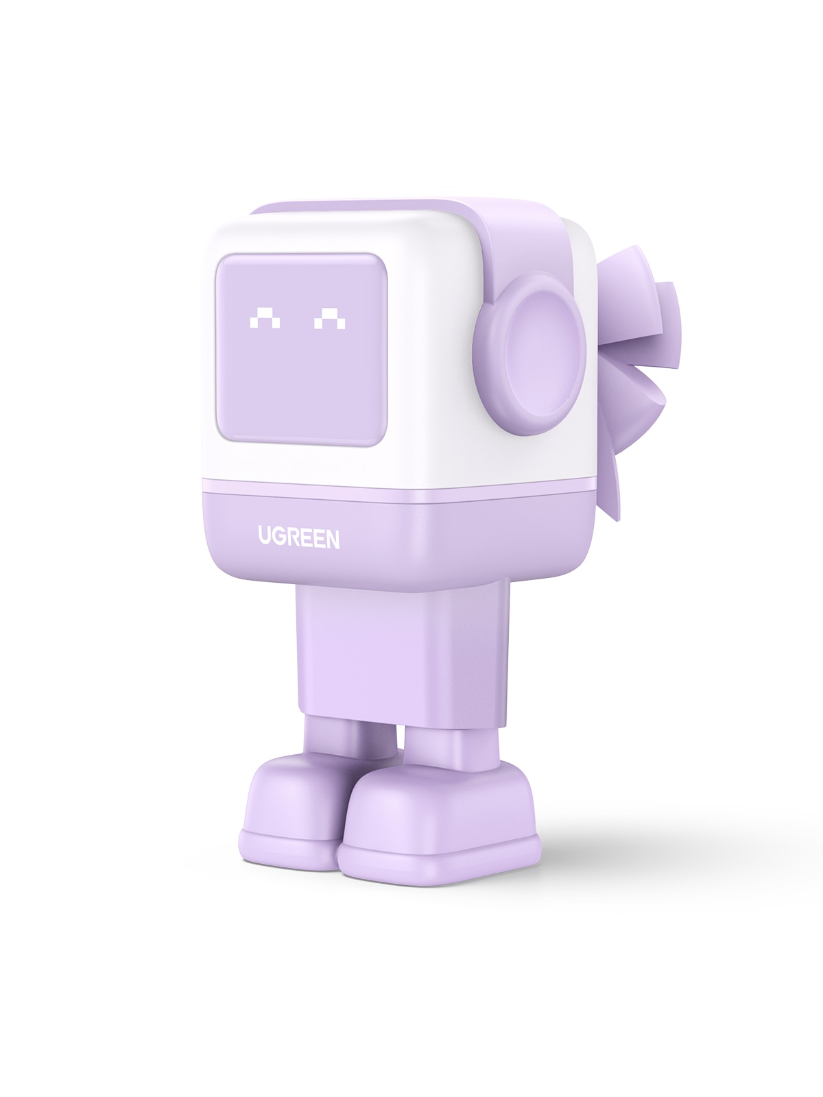 Cargador Ugreen Nexode Robot 65W GaN con 3 puertos: 2 USB-C y 1 USB-A con carga rápida, violeta Violeta-2