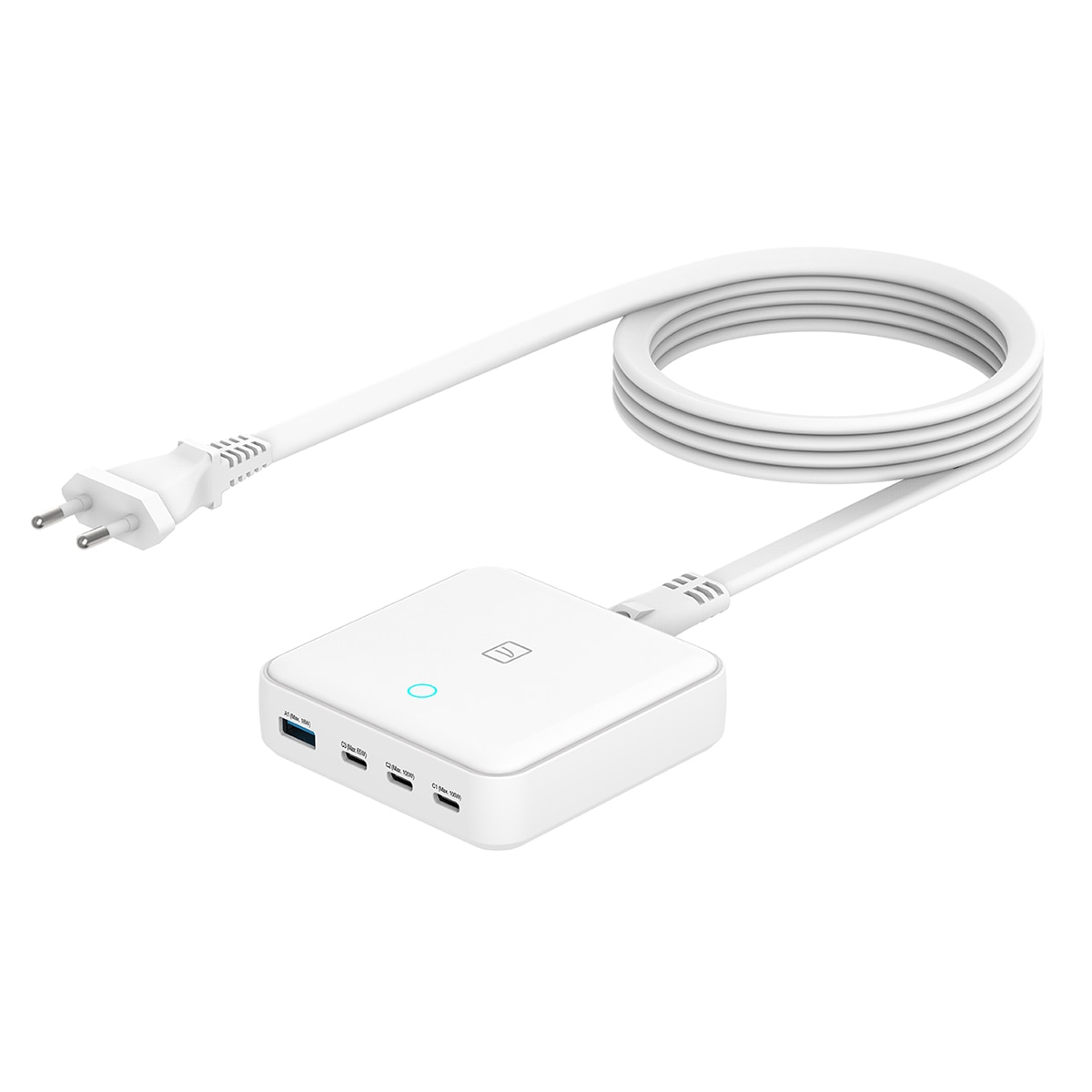 Cargador 100W Tucano con 3 puertos USB-C Power delivery, 1 puerto USB-A Quick charge 3.0 Blanco-4