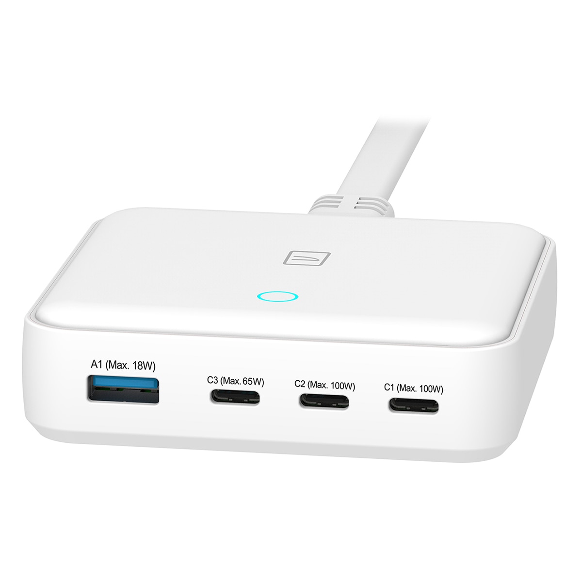 Cargador 100W Tucano con 3 puertos USB-C Power delivery, 1 puerto USB-A Quick charge 3.0 Blanco-5